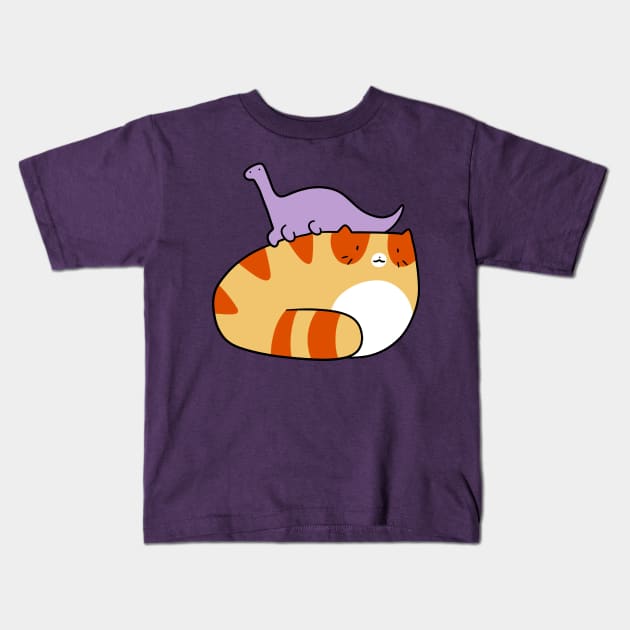 Tabby and Little Long Neck Dino Kids T-Shirt by saradaboru